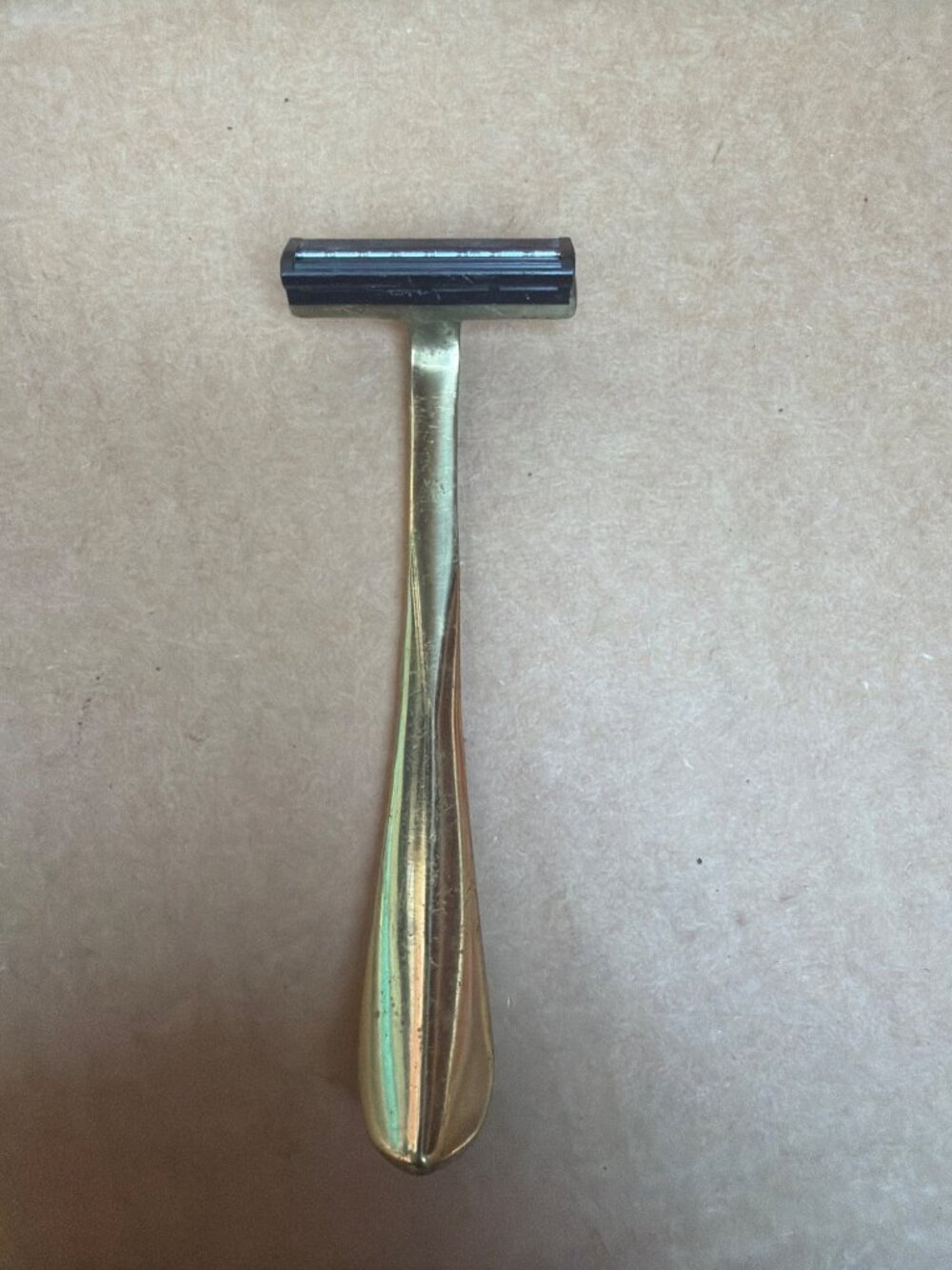 Vintage Brass Shaving Set - 7" Stand Brush Holder Razor Gentleman Vanity - Picture 6 of 13